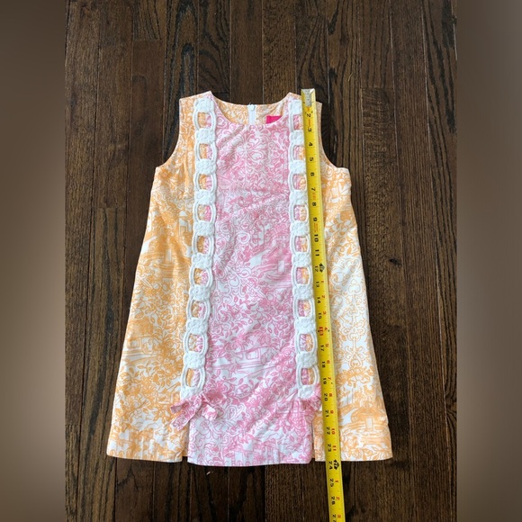 Lilly Pulitzer Jubilee Girls 6 RARE Orange/Pink Floral Toile Shift Dress - EUC! - Picture 6 of 12